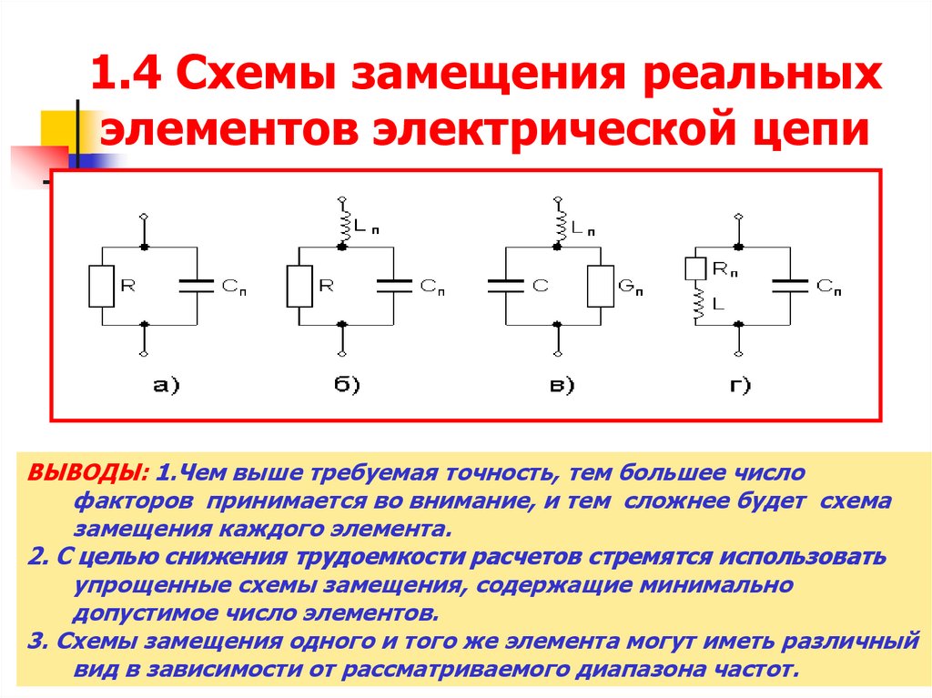 Схемы замещения элементов электрических сетей и их параметры