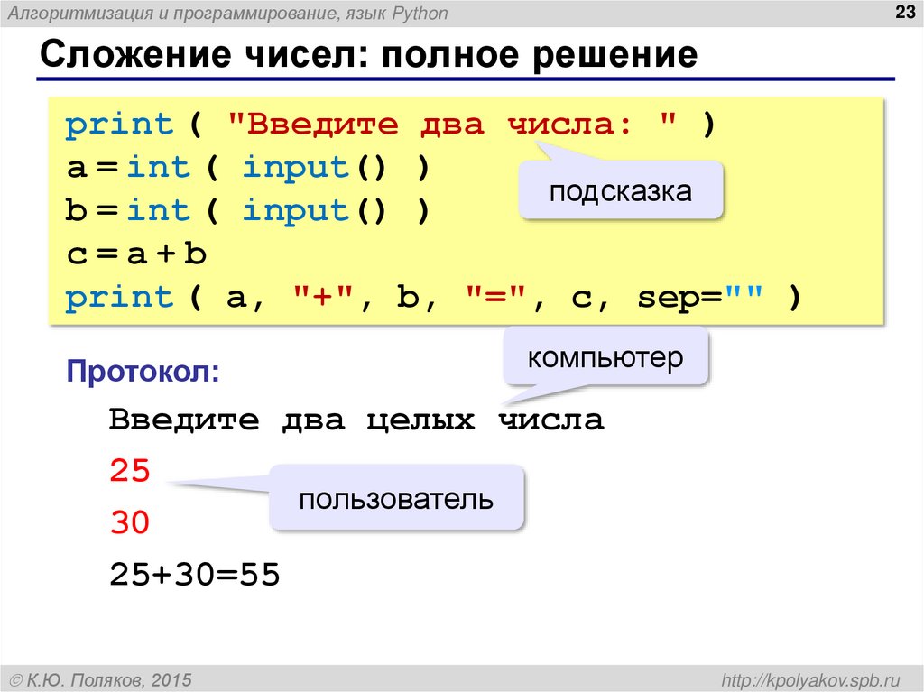 Сложение чисел: полное решение