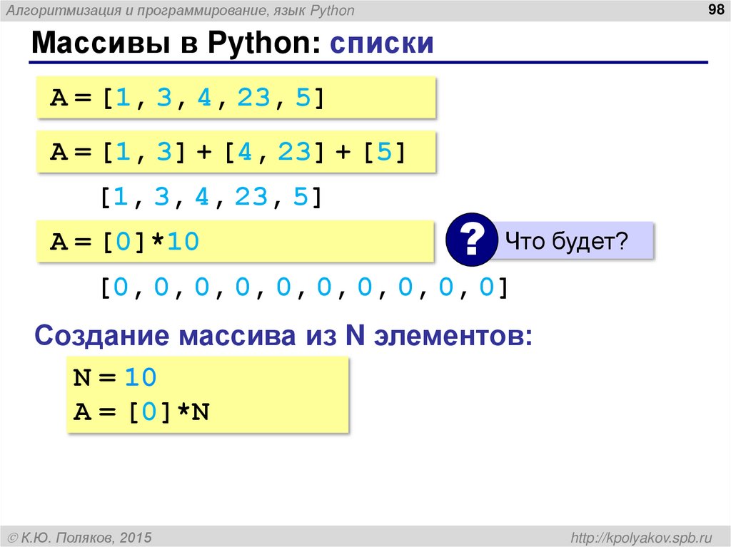 Массивы в Python: списки