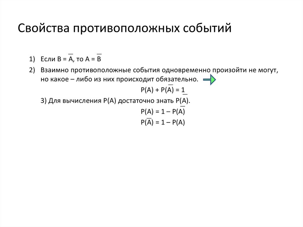 Операции над событиями противоположные события