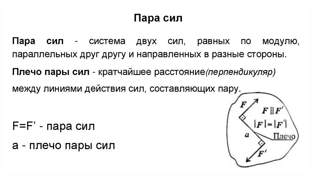 Пара сил и момент сил относительно точки. Плоская система произвольно ...