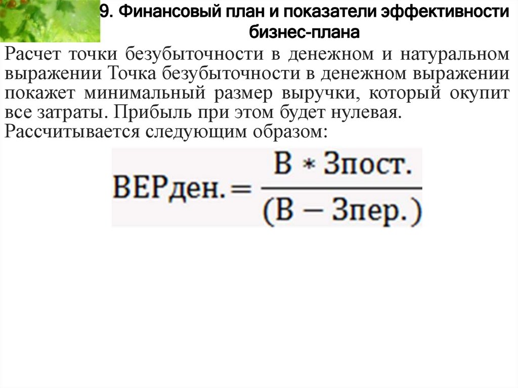 Разделы бизнес плана финансовый план стратегия финансирования