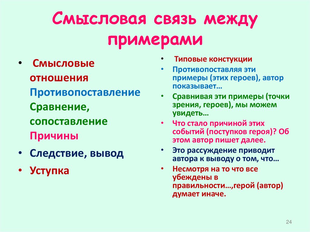 Егэ русский связь между примерами
