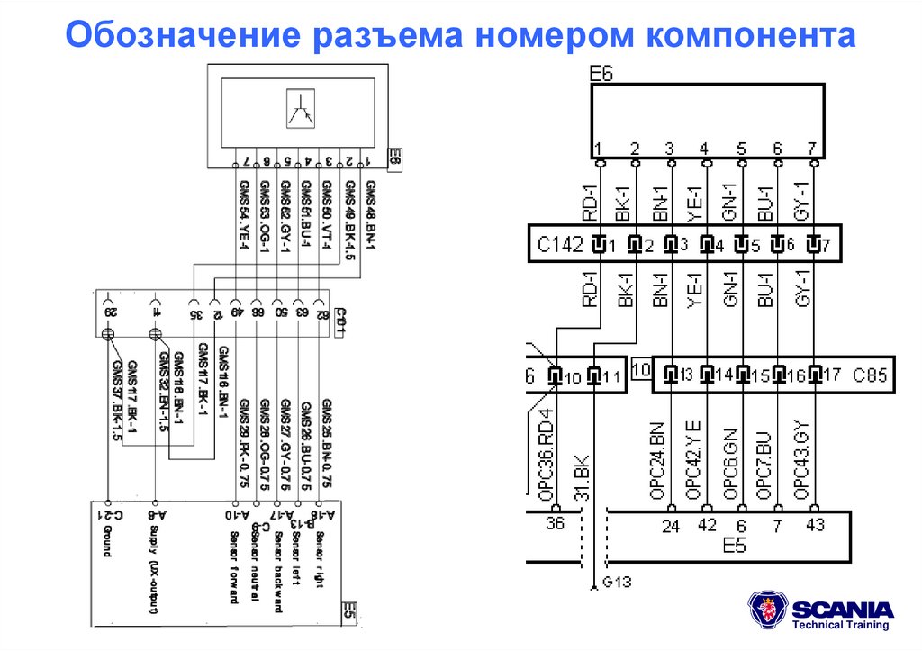 Обозначение разъема номером компонента