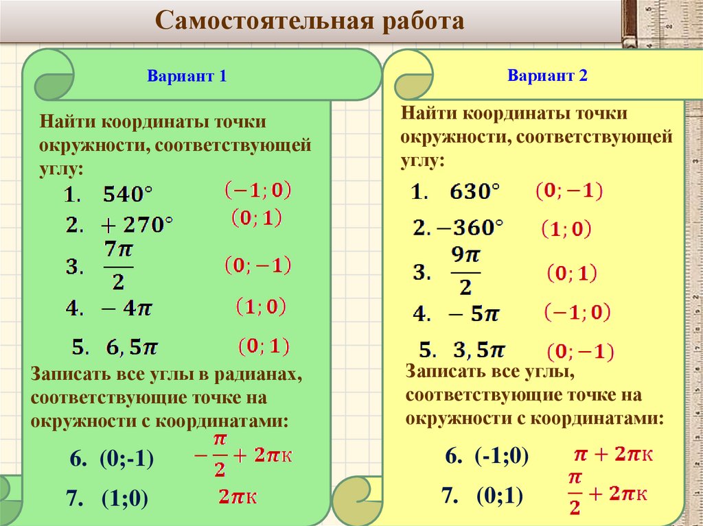 Поворот точки вокруг начала координат 10 класс презентация алимов