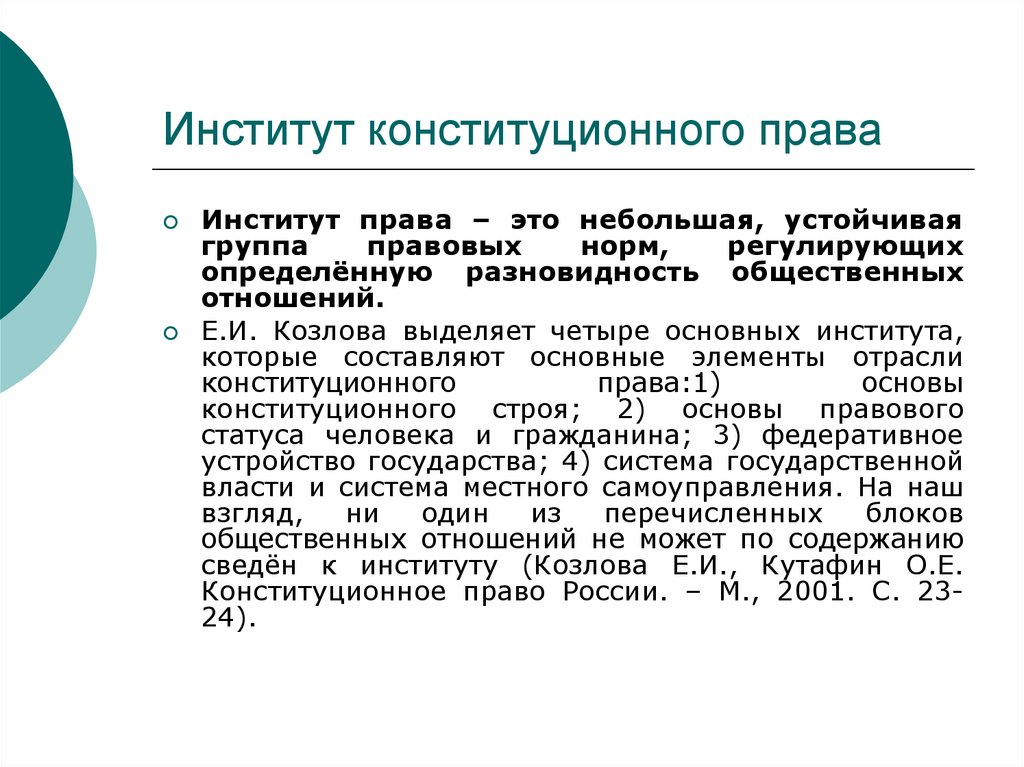 Социальные институты конституция. Основные институты конституционного права.