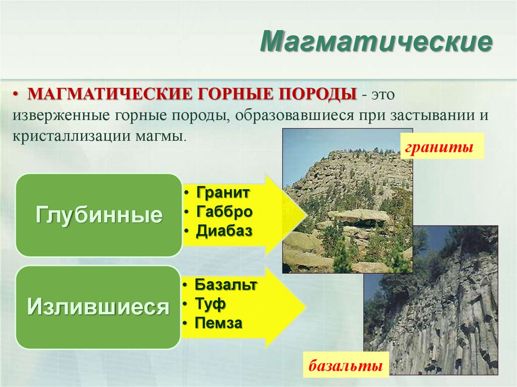 Магматические горные породы как используются человеком