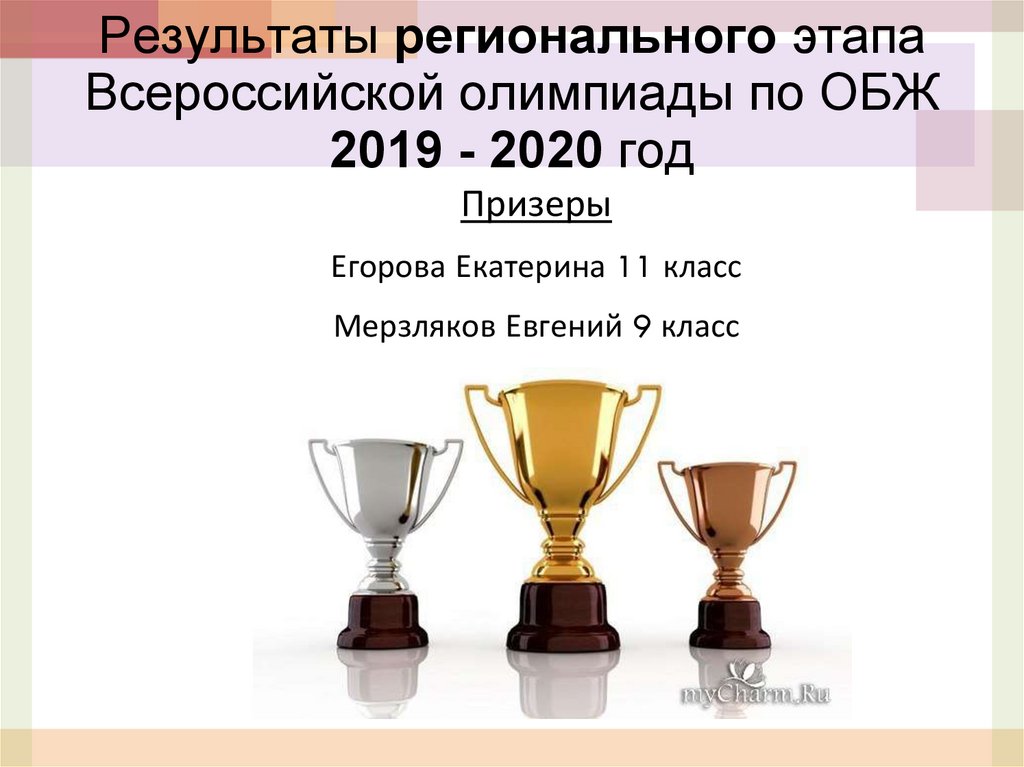 Результаты регионального этапа Всероссийской олимпиады по ОБЖ 2019 - 2020 год