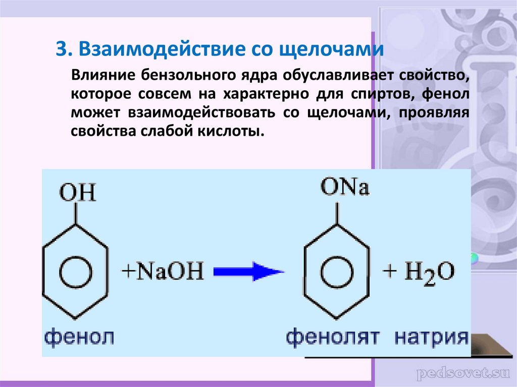 Щелочной гидролиз фенола. Бензол плюс щелочь. Взаимодействие фенола со спиртами. Взаимодействие фенола с кислотами. Фенол плюс гидроксид натрия.