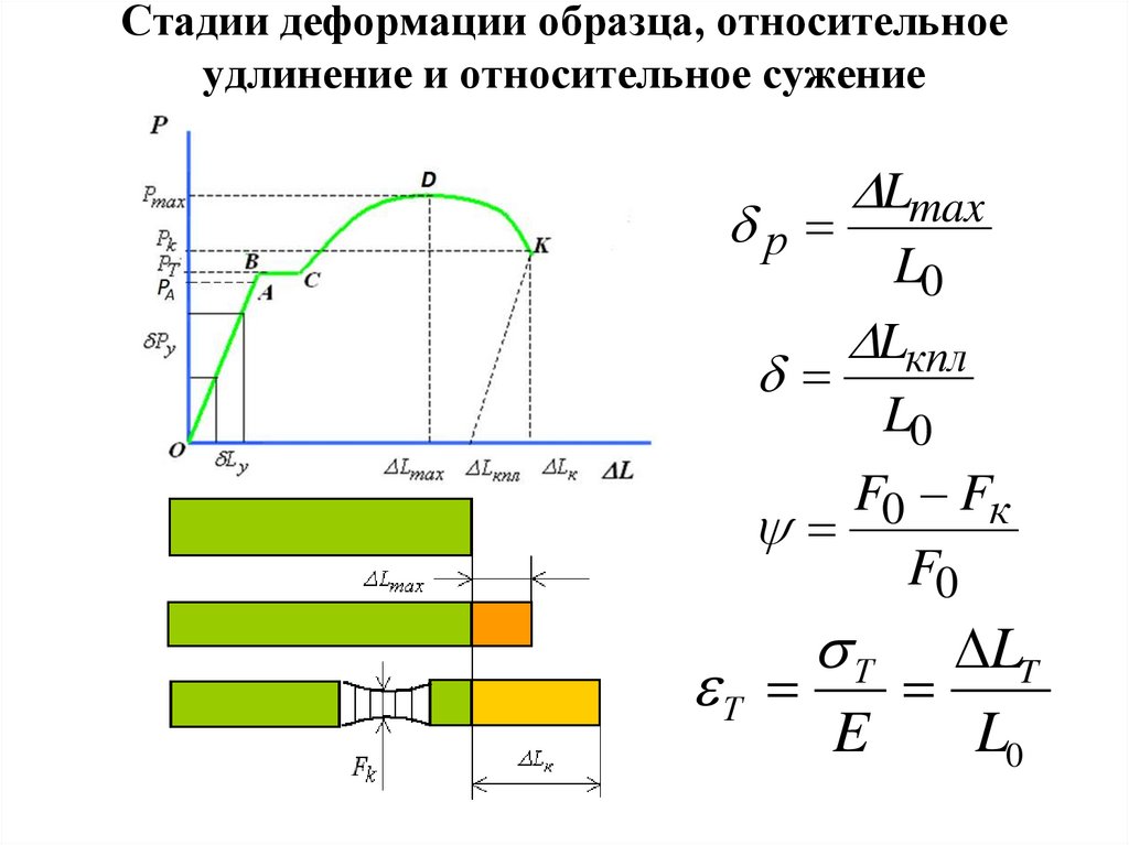 Полная деформация образца состоит из