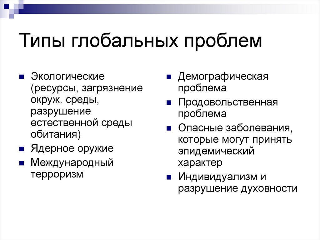 Глобальные проблемы современного общества проект