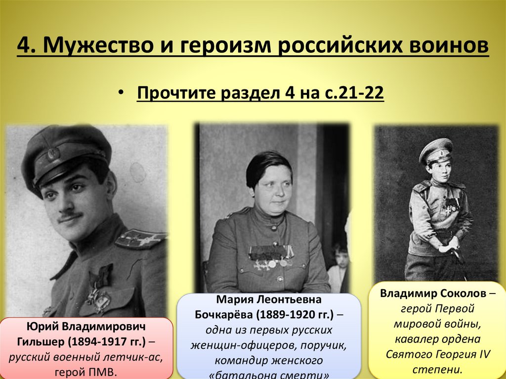 Тест по первой мировой. Мужество и героизм российских воинов в годы первой мировой войны.