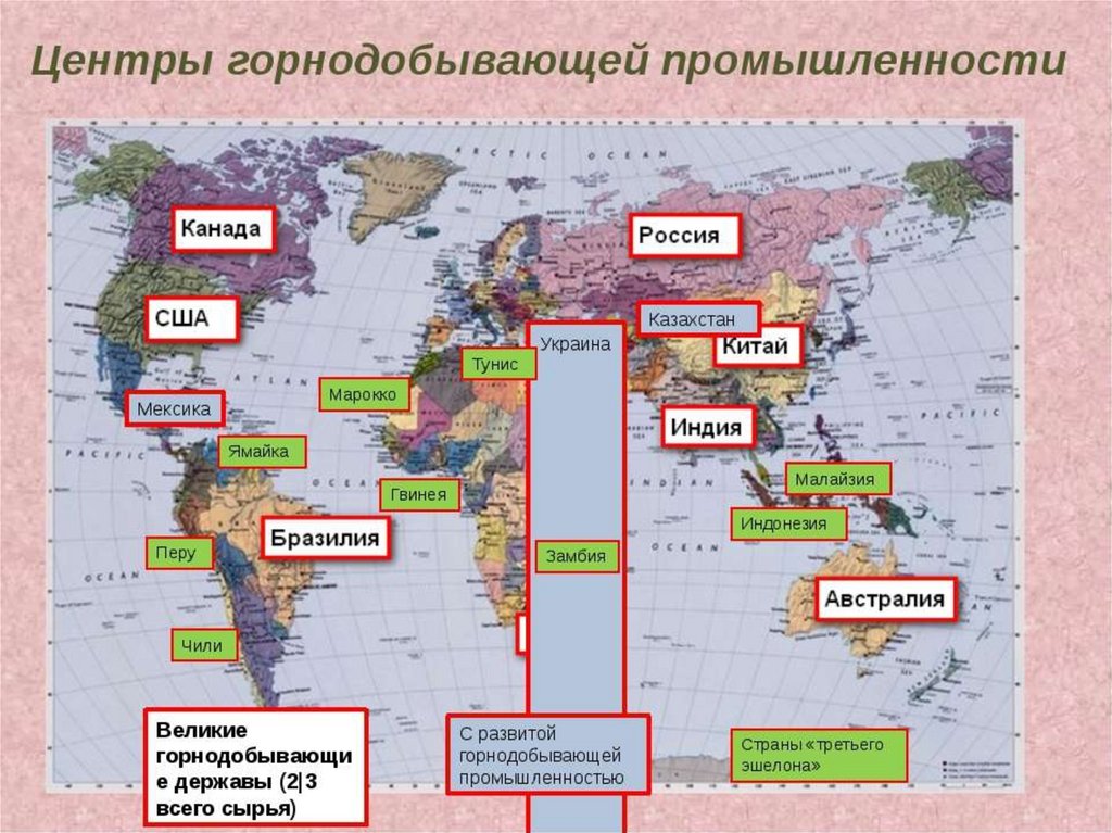 Россия в мире промышленность. Горнодобывающая промышленность США карта.