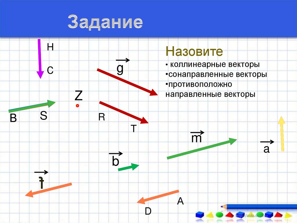 Выпишите по рисунку равные векторы противоположные векторы сонаправленные векторы