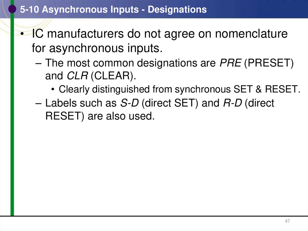 5-10 Asynchronous Inputs - Designations