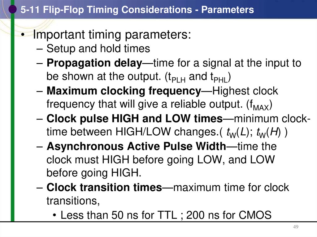 5-11 Flip-Flop Timing Considerations - Parameters