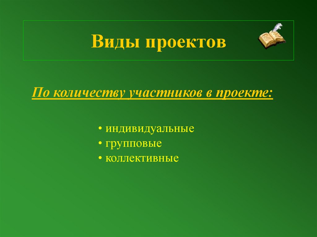 Виды проектов