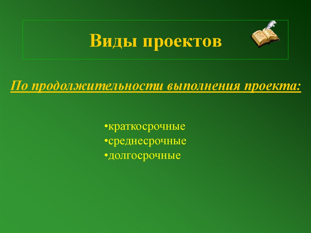 Виды проектов