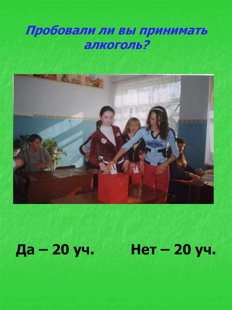 Пробовали ли вы принимать алкоголь?