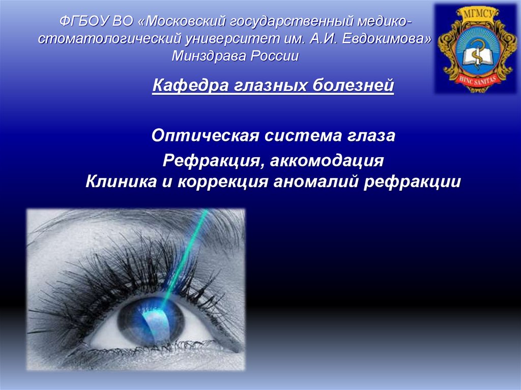 Рефракция глаза. Физическая рефракция глаза. Методы коррекции аномалий рефракции. Физическая и клиническая рефракция.