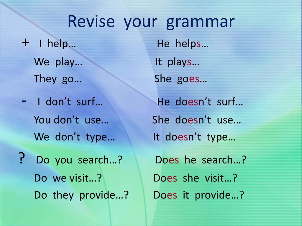 Revise your grammar