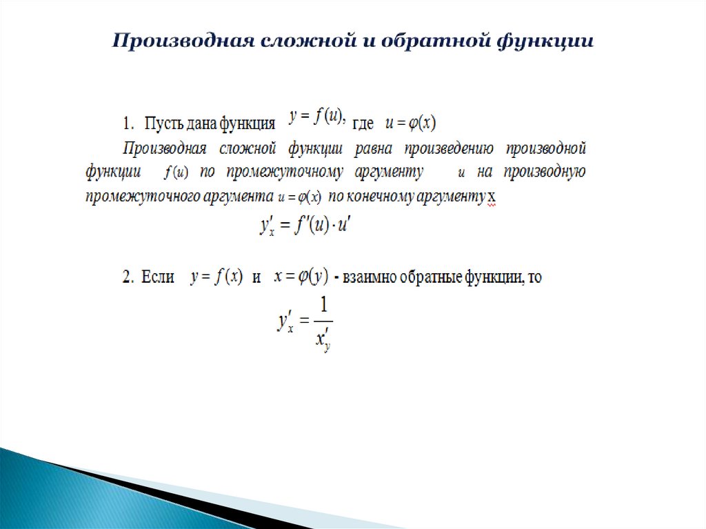 Производная сложной и обратной функции