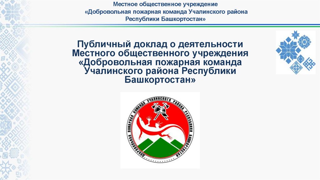 Общественная организации республики башкортостан. Представление учреждения презентация.