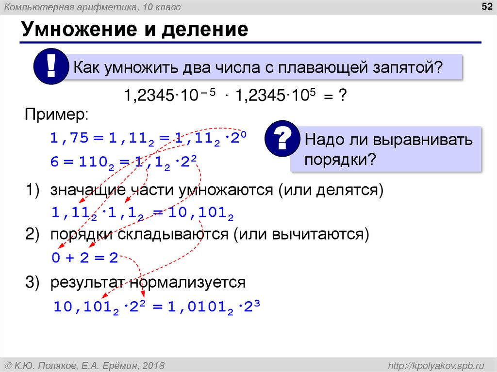 Арифметика умножение. Компьютерная арифметика. Умножение чисел с плавающей запятой. Умножение и деление чисел с плавающей запятой. Умножение вещественных чисел с плавающей запятой.