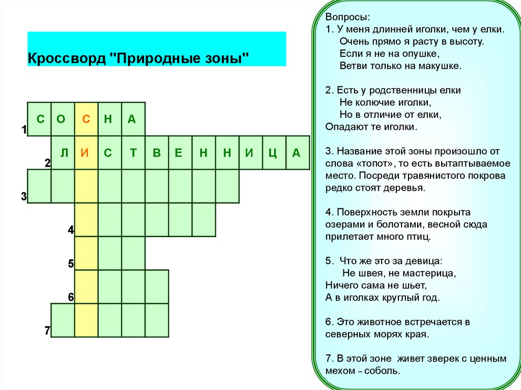 Южная сибирь кроссворд. Кроссворд по природным зонам. Кроссворд на тему природные зоны.