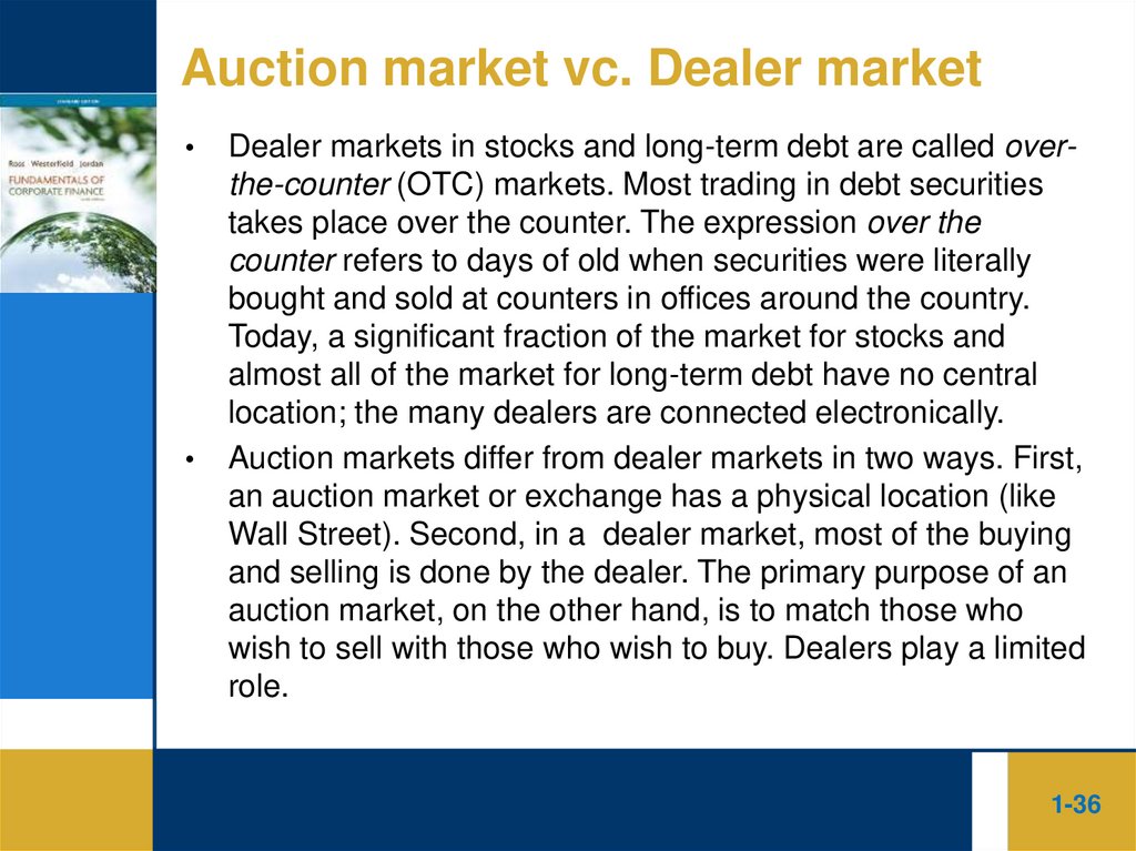 Auction market vc. Dealer market