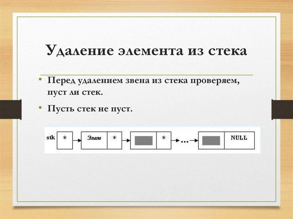 Удаление элемента из стека