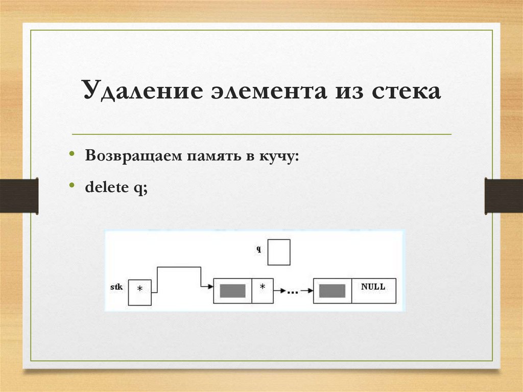 Удаление элемента из стека
