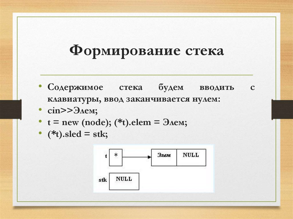 Формирование стека