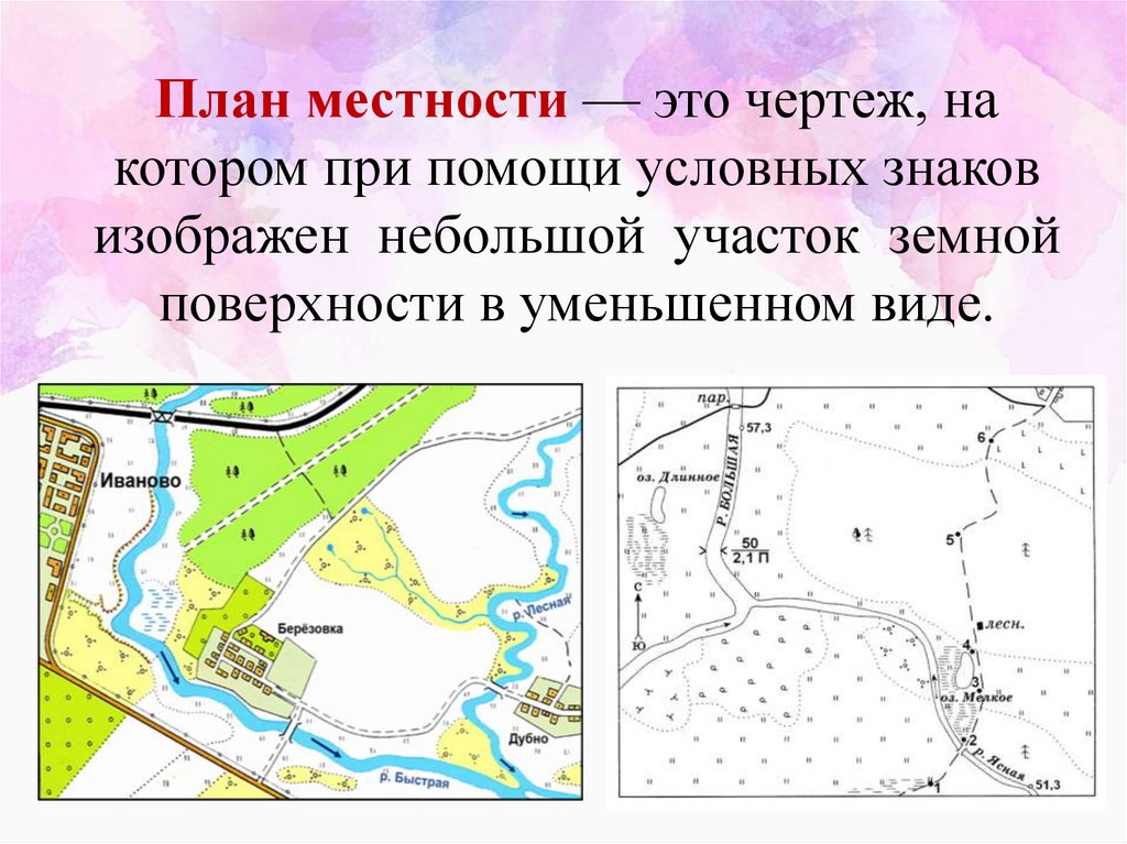 План местности задания. План участка местности. Картографический план местности. План местности для детей.