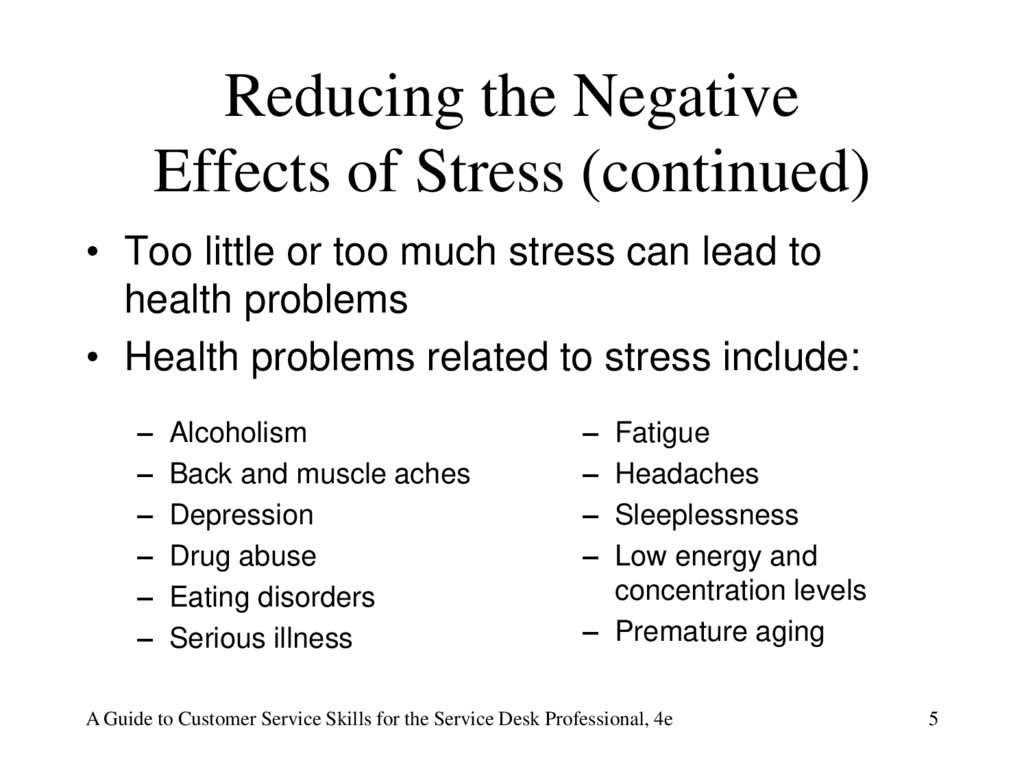 Reducing the Negative Effects of Stress (continued)