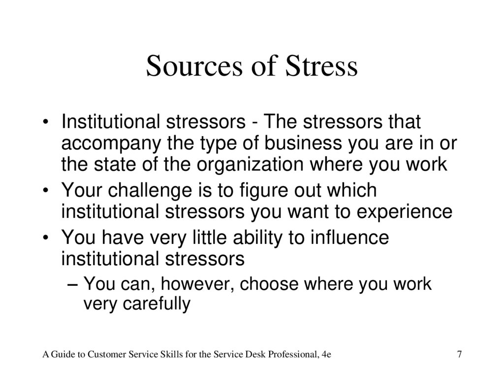 Sources of Stress