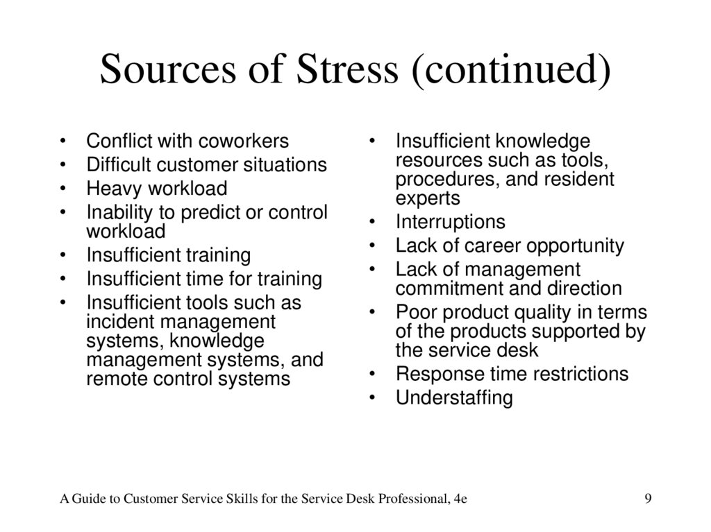 Sources of Stress (continued)