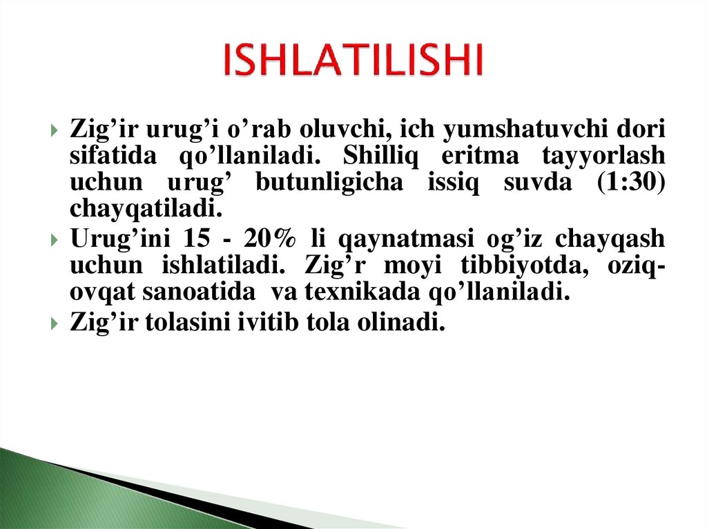 ISHLATILISHI