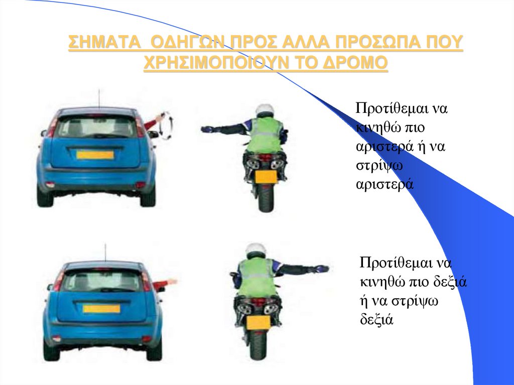 ΣΗΜΑΤΑ ΟΔΗΓΩΝ ΠΡΟΣ ΑΛΛΑ ΠΡΟΣΩΠΑ ΠΟΥ ΧΡΗΣΙΜΟΠΟΙΟΥΝ ΤΟ ΔΡΟΜΟ