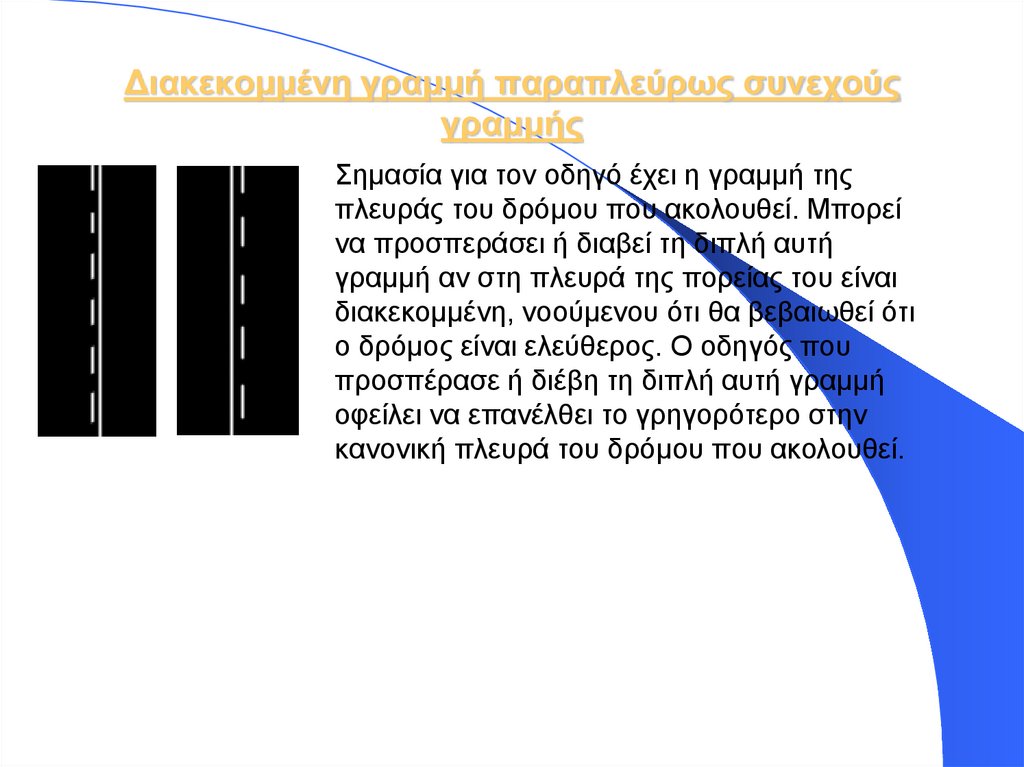 Διακεκομμένη γραμμή παραπλεύρως συνεχούς γραμμής