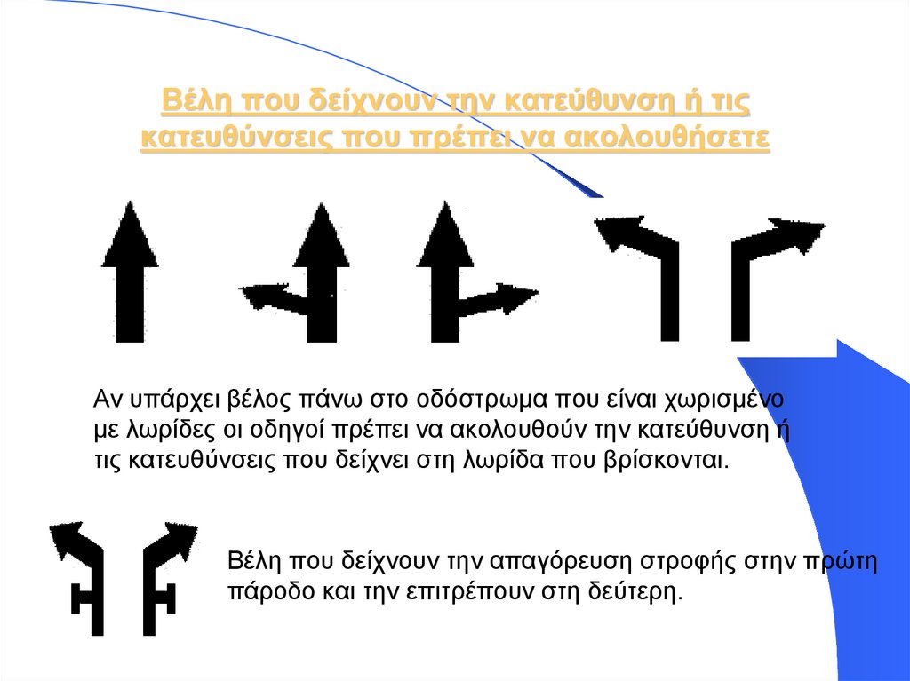 Βέλη που δείχνουν την κατεύθυνση ή τις κατευθύνσεις που πρέπει να ακολουθήσετε
