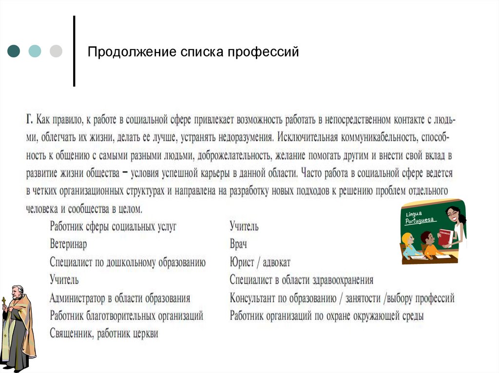 Продолжение списка профессий