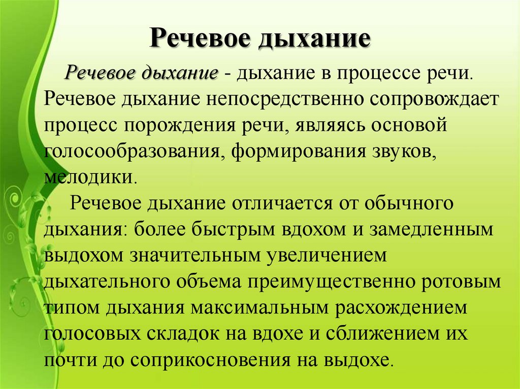 Схема речевого дыхания вдох пауза выдох