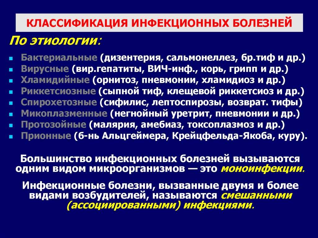 Классификация инфекционных