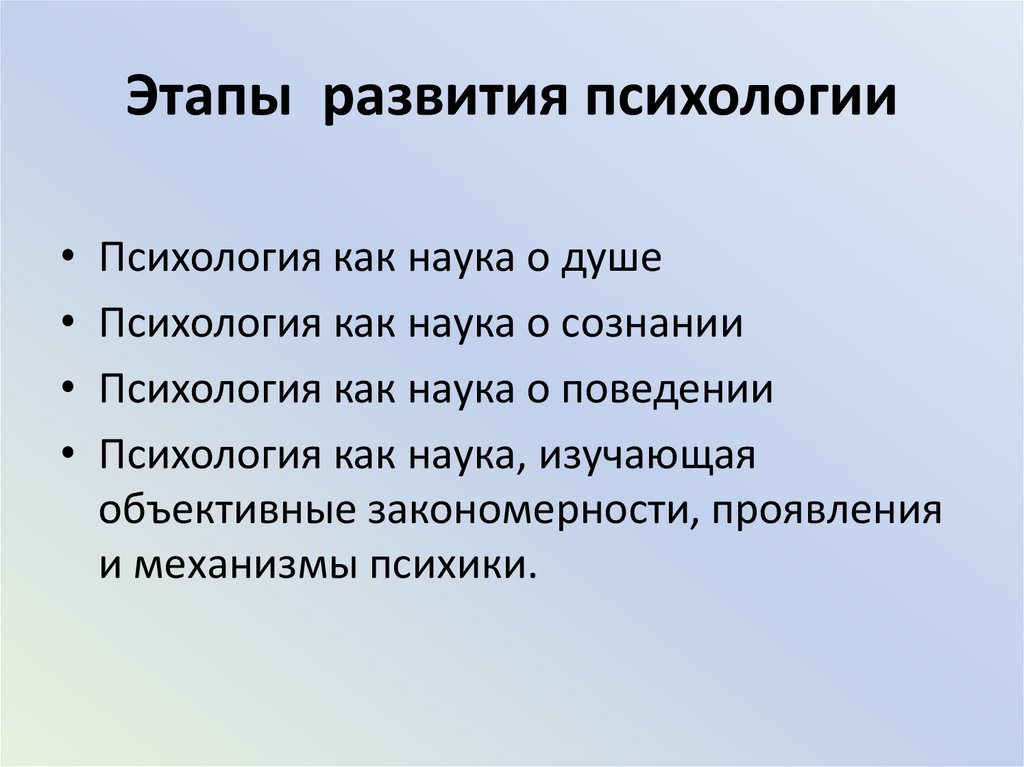 Этапы развития психологии