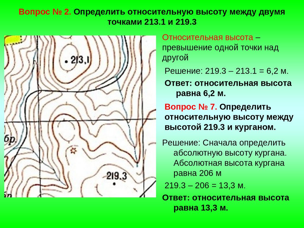 Высотные точки. Задания по топографической карте. Определение высоты точки на топографической карте. Решение задач по топографической карте. Практические задания по топографической карте.