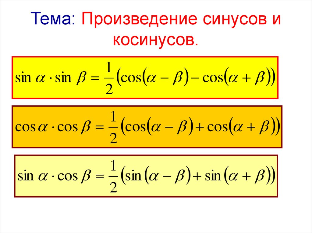 Произведение синусов и косинусов презентация 10 класс никольский