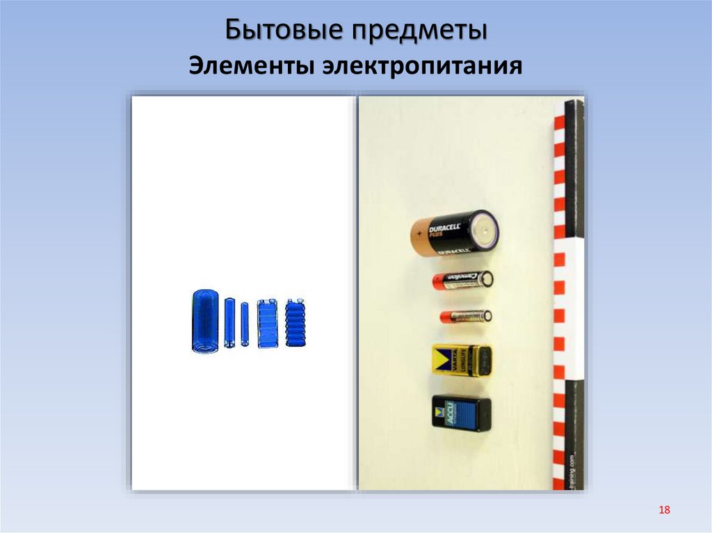 Бытовые предметы Элементы электропитания