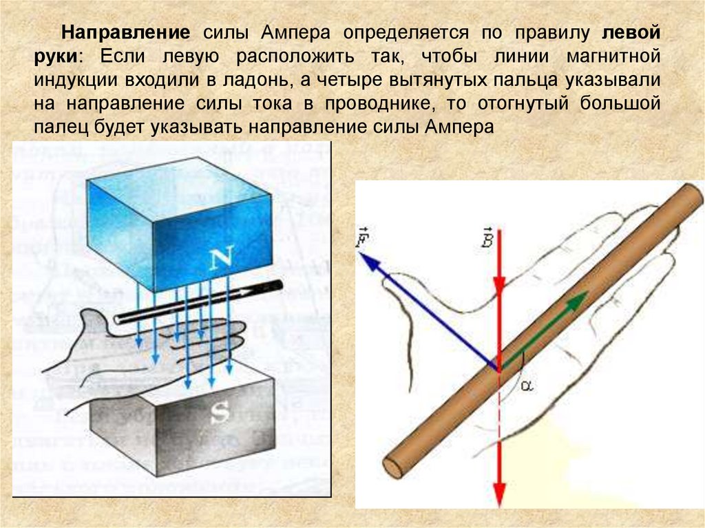 Сила правило. Направление силы Ампера определяется по правилу левой руки. Сила Ампера направление силы Ампера правило. Правило левой руки для силы Ампера. Правило руки для силы Ампера.