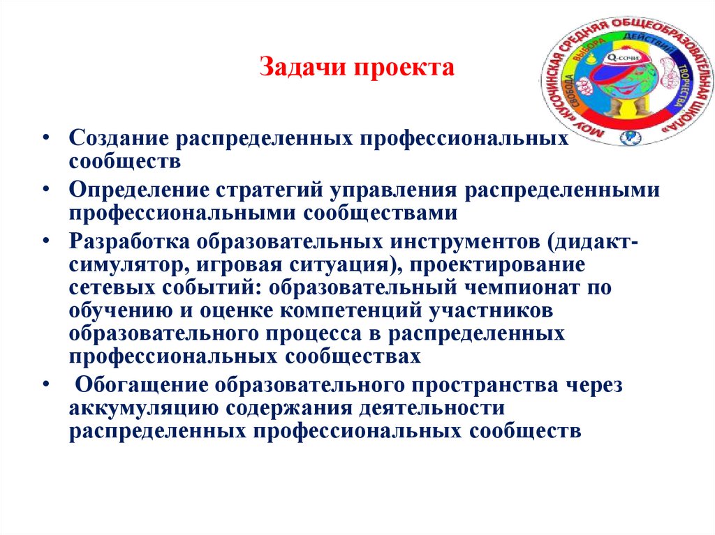 Задачи проекта